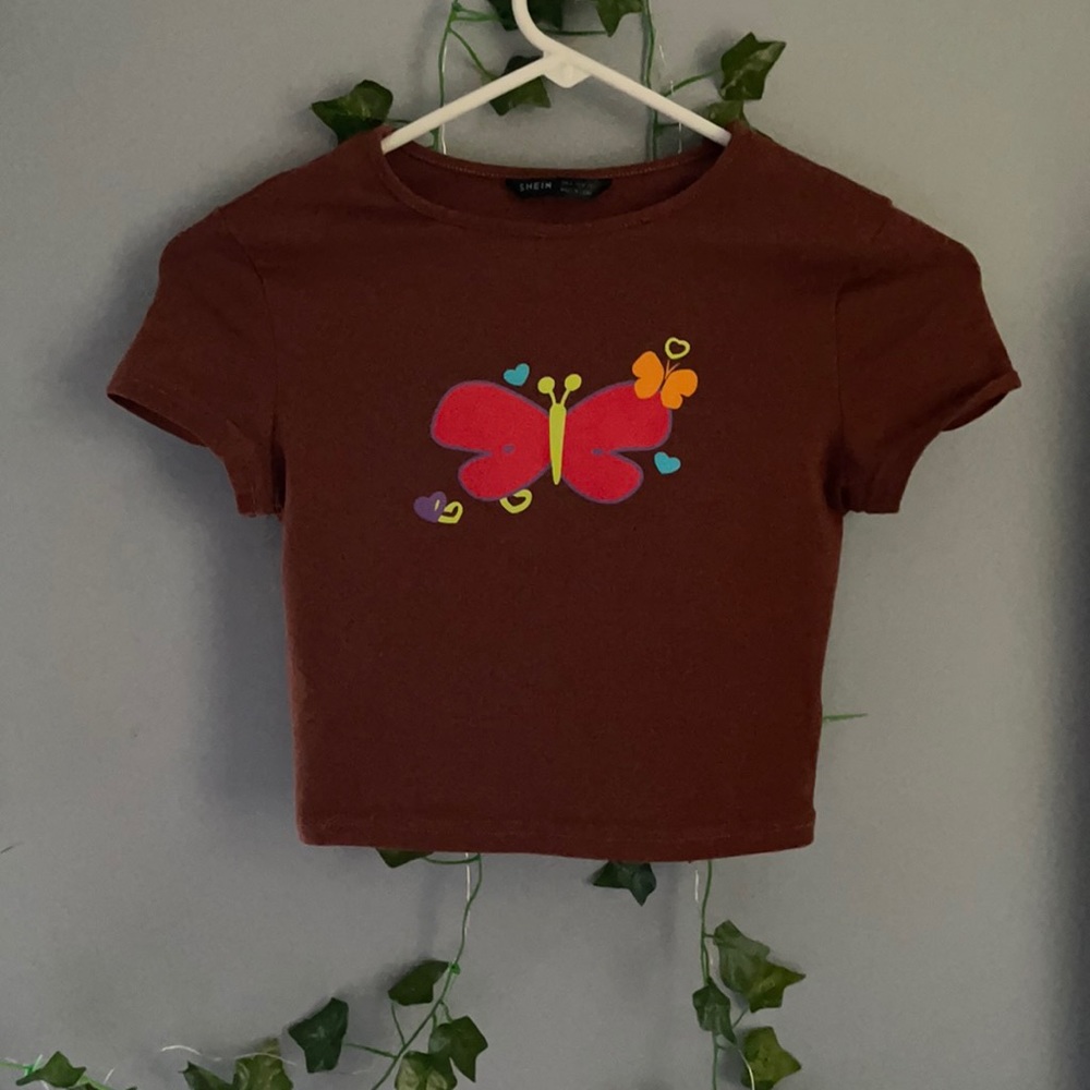 SHEIN butterfly crop top